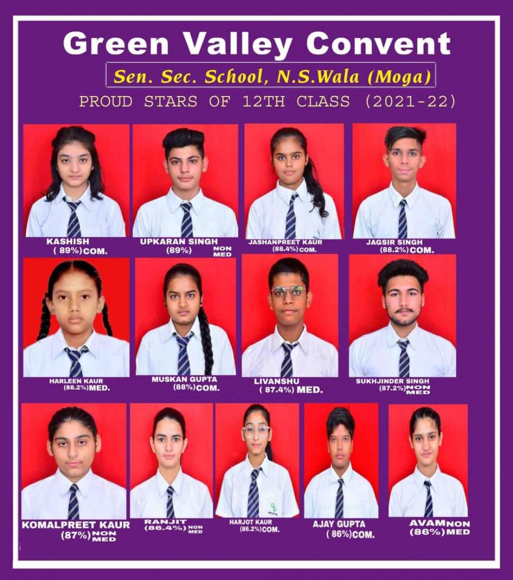 topper of Green Valley Convent School