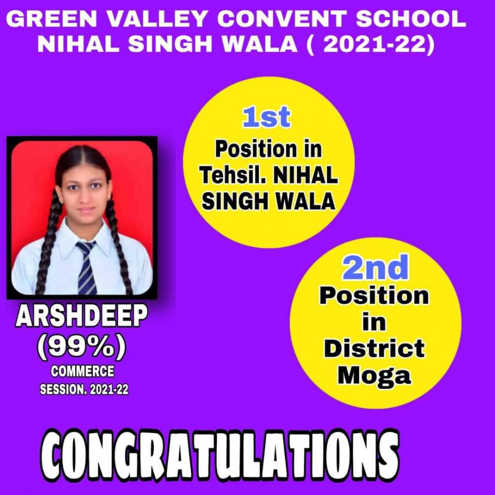 topper of Green Valley Convent School